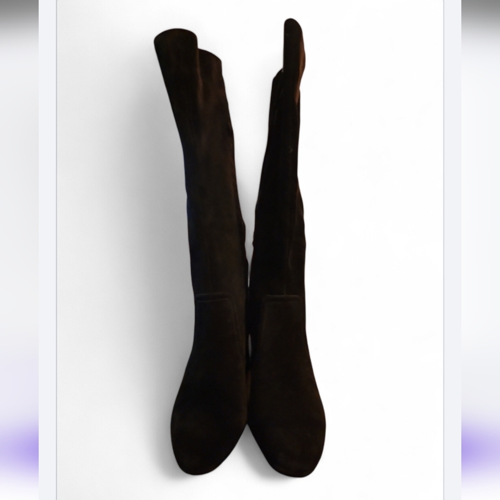 Blondo Tessa Knee High Waterproof Boots Black Suede Womens 7.5 M B7318W Mid Heel - Picture 4 of 10